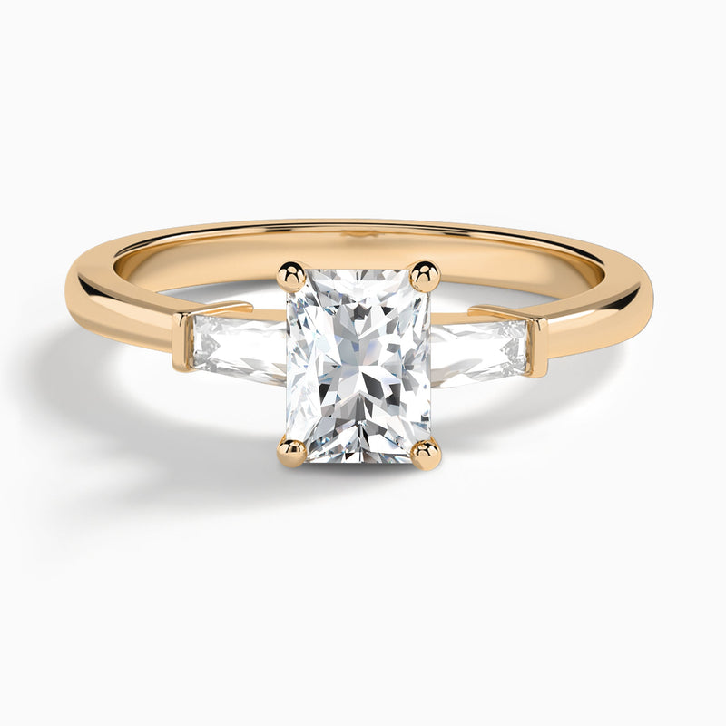 Radiant Tapered Baguette Lab Diamond Engagement Ring In 14K Rose Gold - Lucenjuri