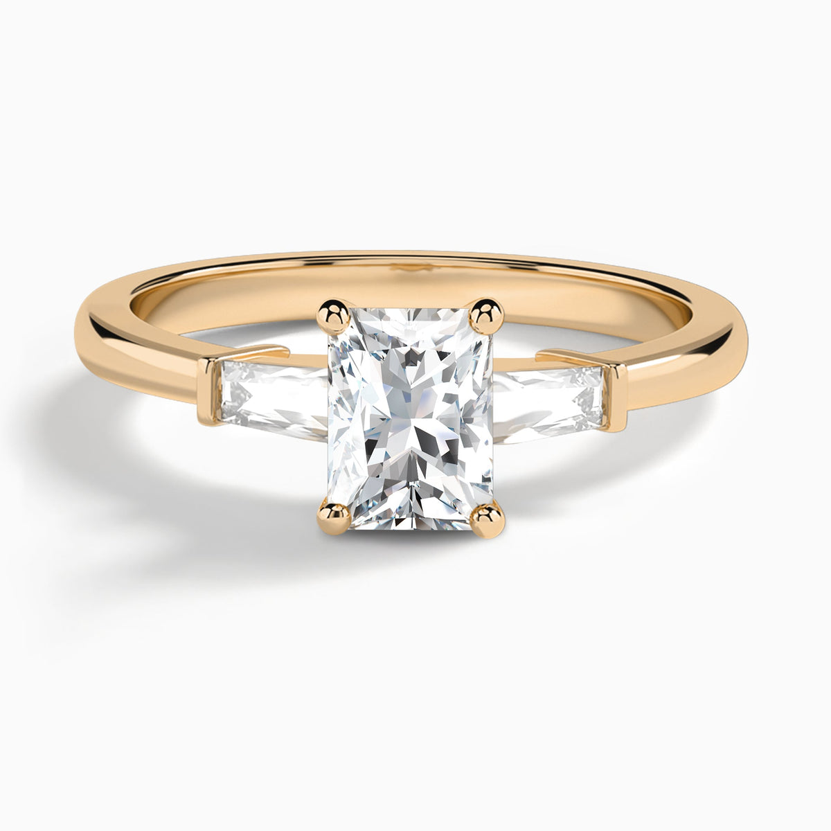 Radiant Tapered Baguette Lab Diamond Engagement Ring In 14K Rose Gold - Lucenjuri