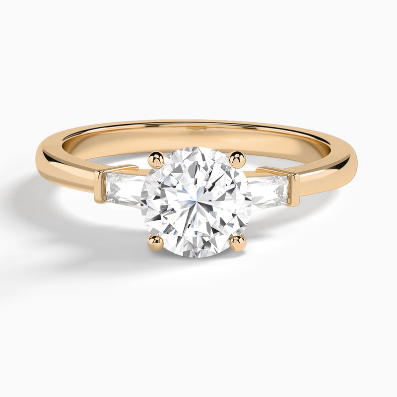 Round Tapered Baguette Lab Diamond Engagement Ring In 14K Rose Gold - Lucenjuri