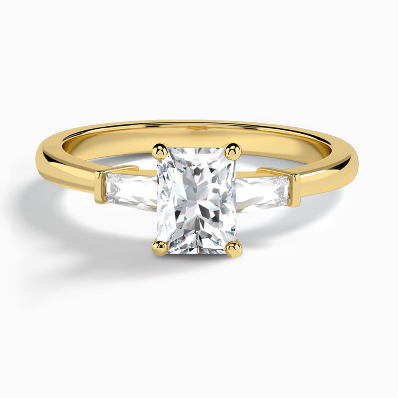Radiant Tapered Baguette Lab Diamond Engagement Ring In 14K Yellow Gold - Lucenjuri