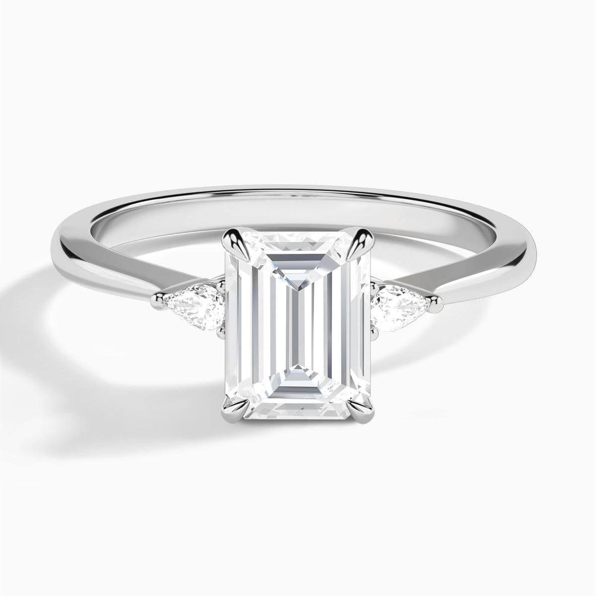 Emerald Dulcie Three Stone Lab Grown Diamond Engagement Ring In Platinum - Lucenjuri