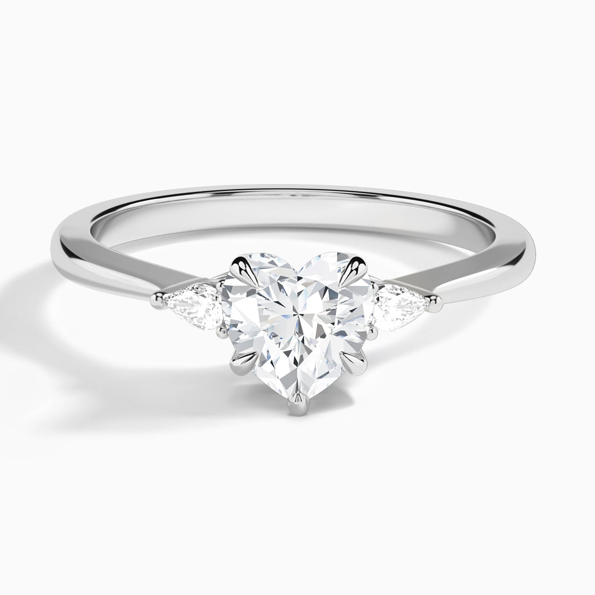 Heart Dulcie Three Stone Lab Grown Diamond Engagement Ring In Platinum - Lucenjuri