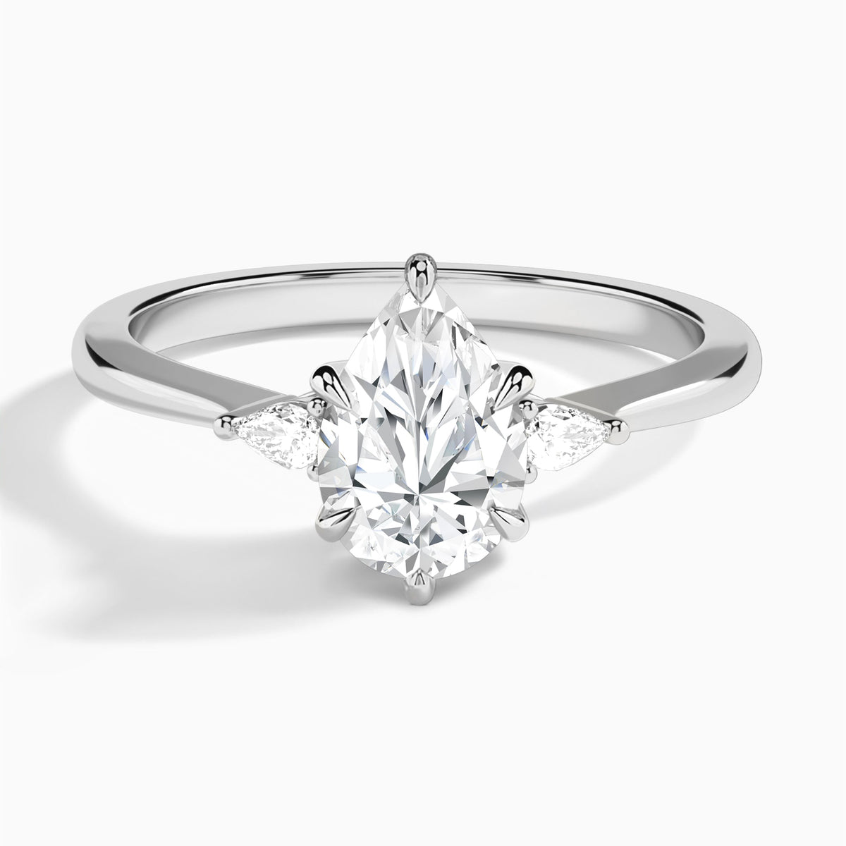 Pear Dulcie Three Stone Lab Grown Diamond Engagement Ring In Platinum - Lucenjuri