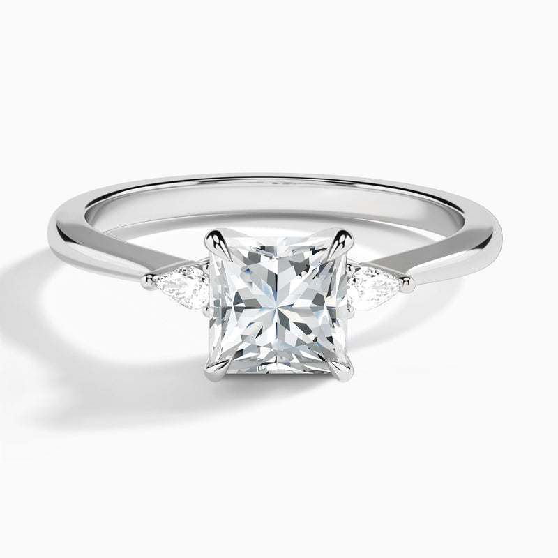 Princess Dulcie Three Stone Lab Grown Diamond Engagement Ring In Platinum - Lucenjuri