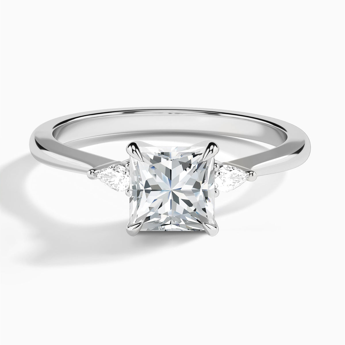 Princess Dulcie Three Stone Lab Grown Diamond Engagement Ring In Platinum - Lucenjuri