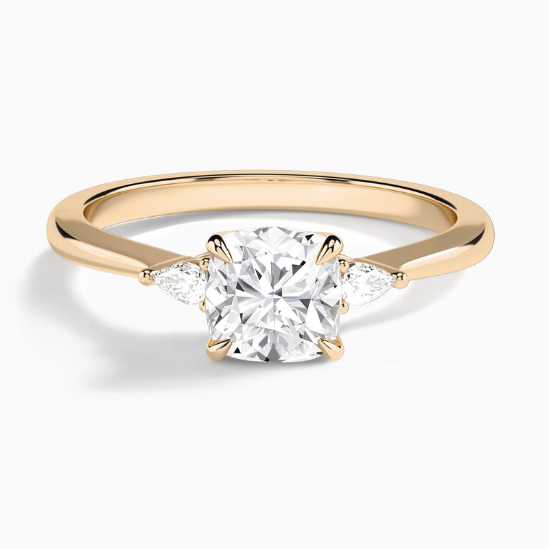 Cushion Dulcie Three Stone Lab Diamond Engagement Ring In 14K Rose Gold - Lucenjuri