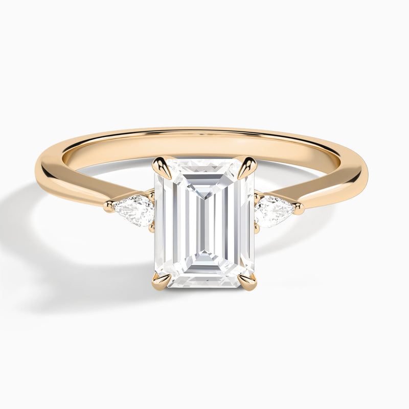 Emerald Dulcie Three Stone Lab Diamond Engagement Ring In 14K Rose Gold - Lucenjuri
