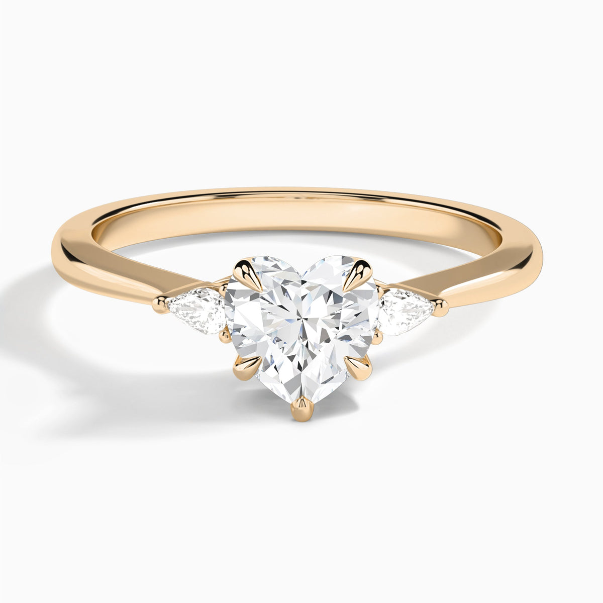 Heart Dulcie Three Stone Lab Diamond Engagement Ring In 14K Rose Gold - Lucenjuri