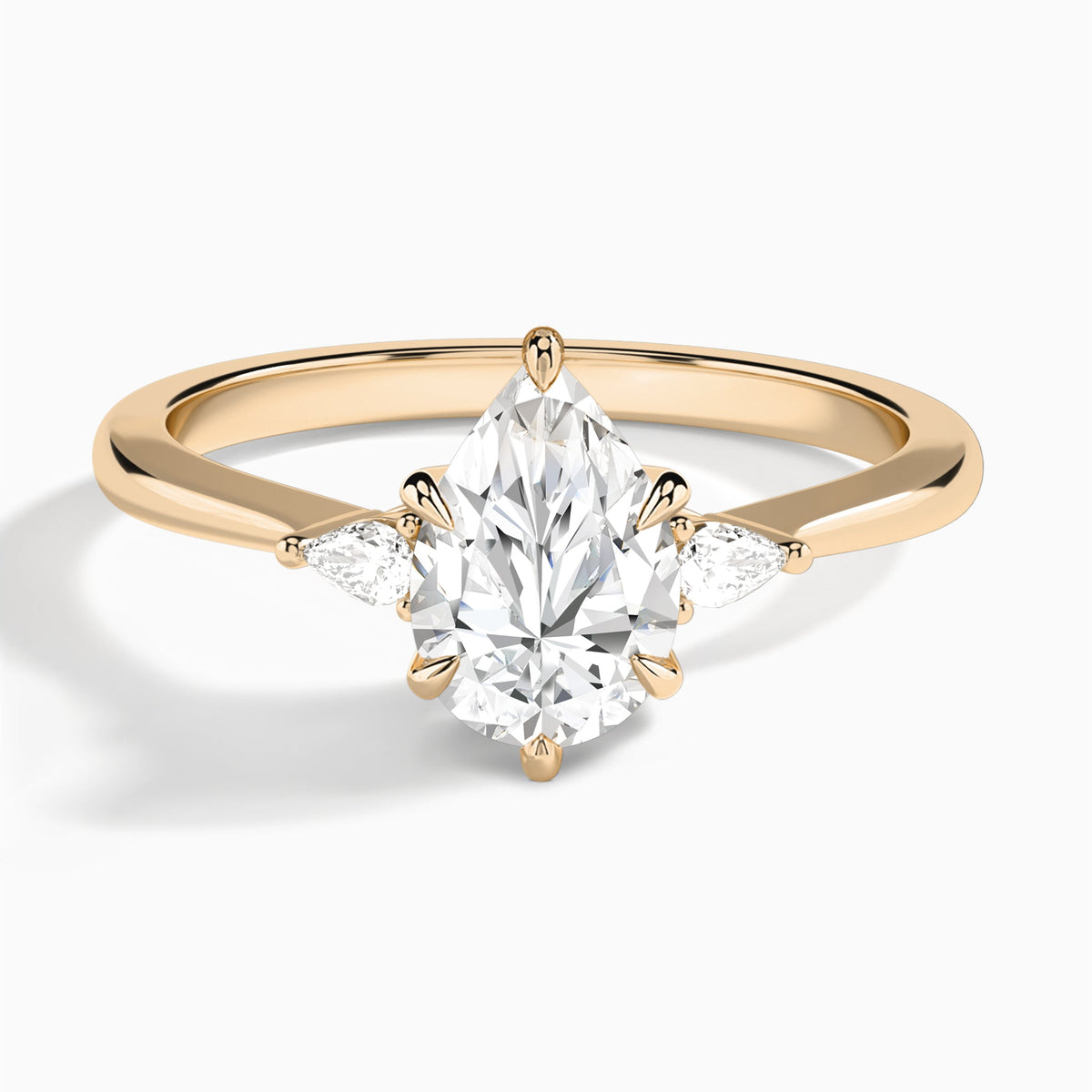 Pear Dulcie Three Stone Lab Diamond Engagement Ring In 14K Rose Gold - Lucenjuri