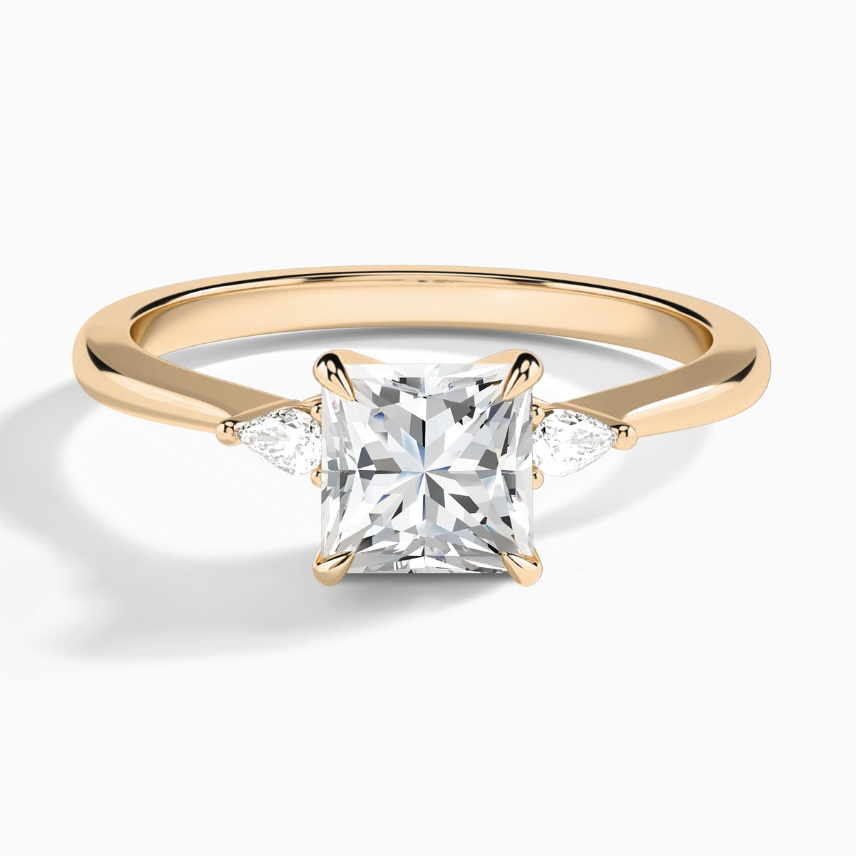 Princess Dulcie Three Stone Lab Diamond Engagement Ring In 14K Rose Gold - Lucenjuri