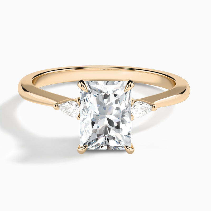 Radiant Dulcie Three Stone Lab Diamond Engagement Ring In 14K Rose Gold - Lucenjuri