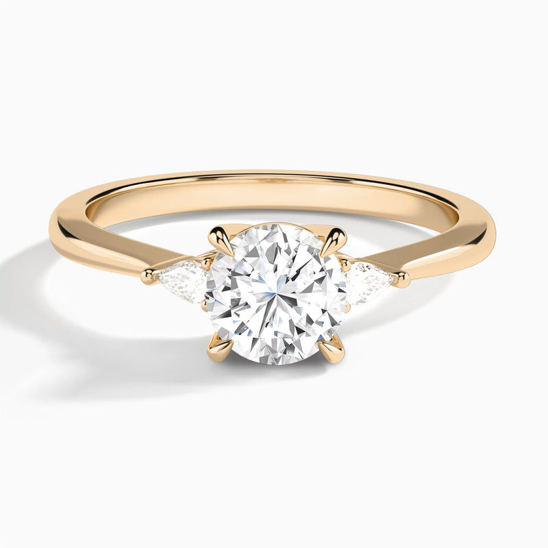 Round Dulcie Three Stone Lab Diamond Engagement Ring In 14K Rose Gold - Lucenjuri