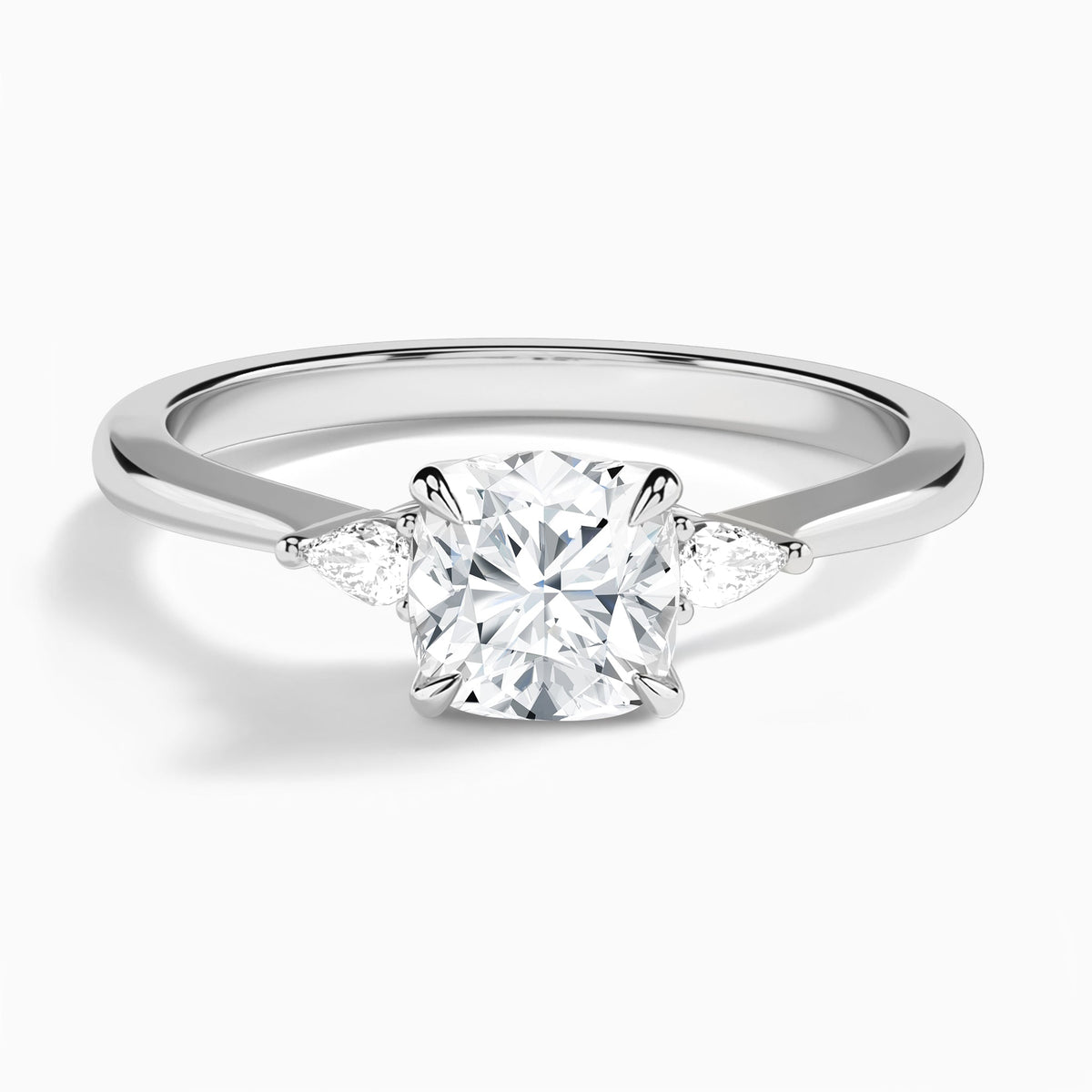 Cushion Dulcie Three Stone Lab Diamond Engagement Ring In 14K White Gold - Lucenjuri