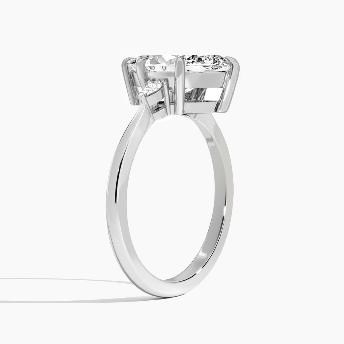 Marquise Dulcie Three Stone Lab Diamond Engagement Ring In 18K White Gold, Angle View