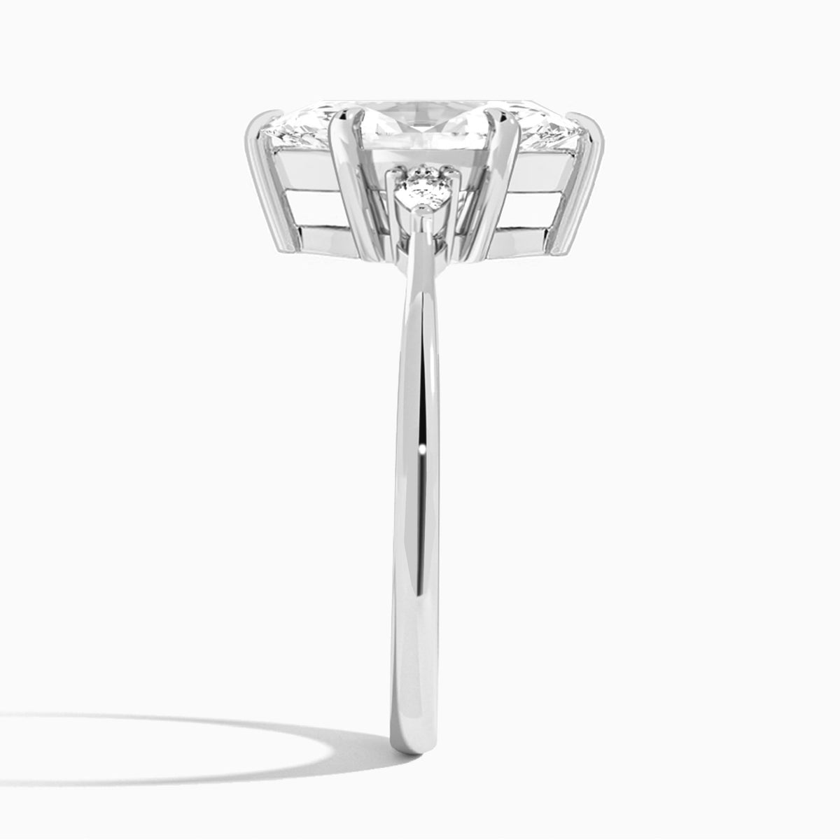 Marquise Dulcie Three Stone Lab Diamond Engagement Ring In 18K White Gold, Side View
