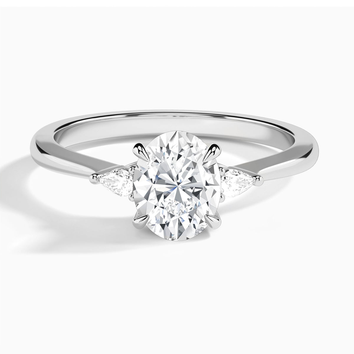 Oval Dulcie Three Stone Lab Diamond Engagement Ring In 18K White Gold - Lucenjuri
