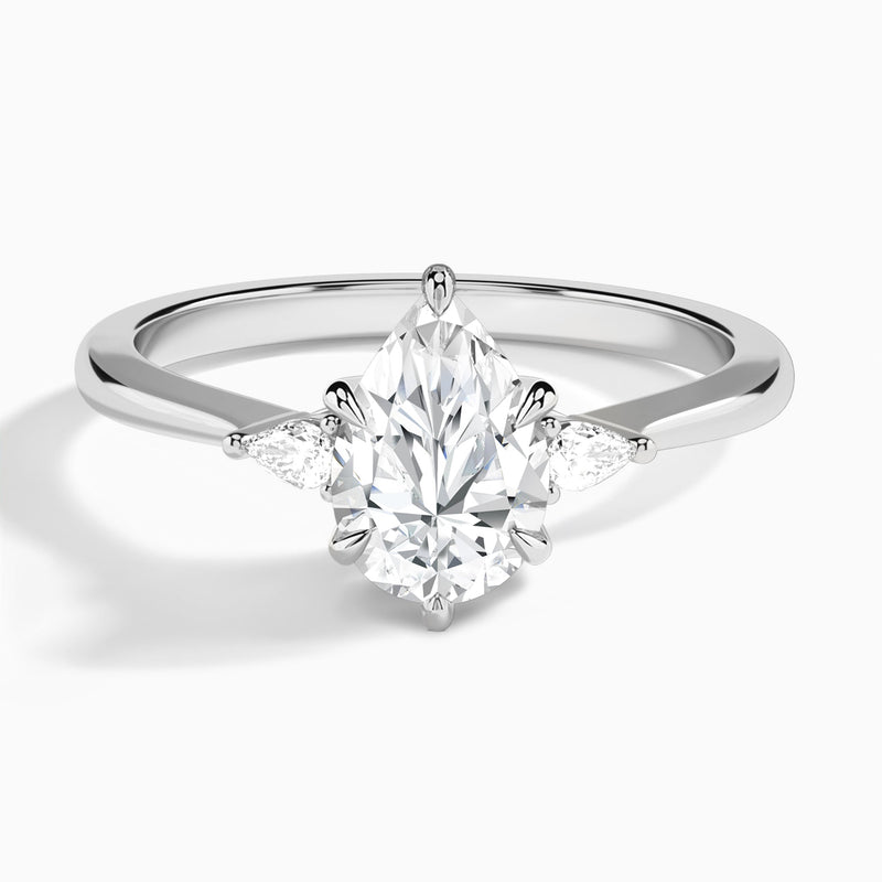 Pear Dulcie Three Stone Lab Diamond Engagement Ring In 14K White Gold - Lucenjuri