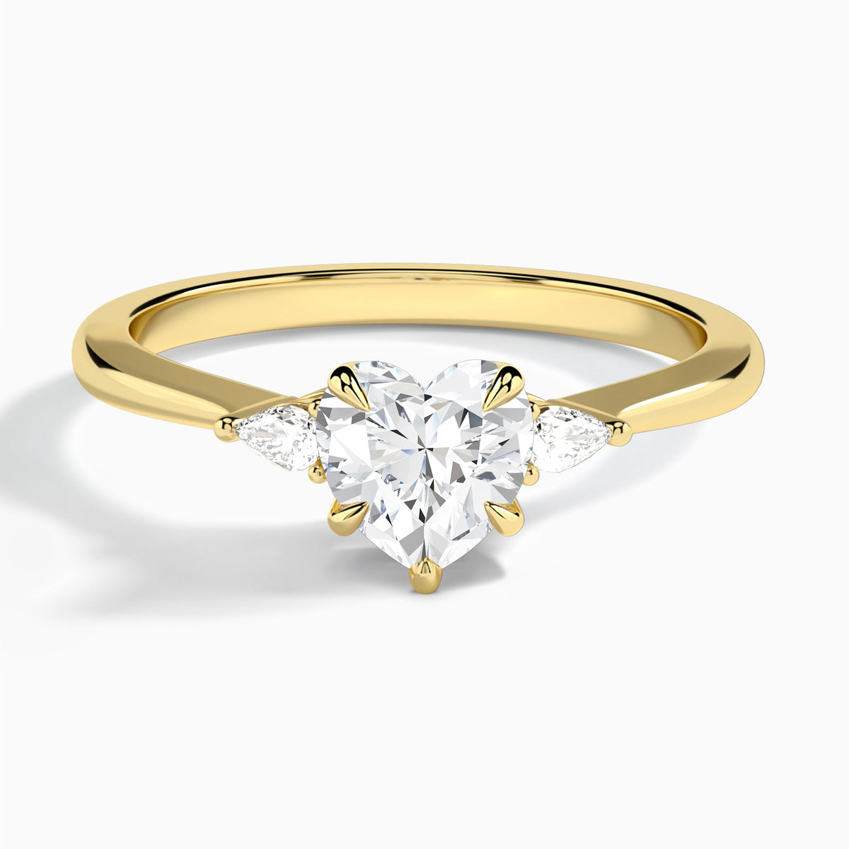 Heart Dulcie Three Stone Lab Diamond Engagement Ring In 18K Yellow Gold - Lucenjuri