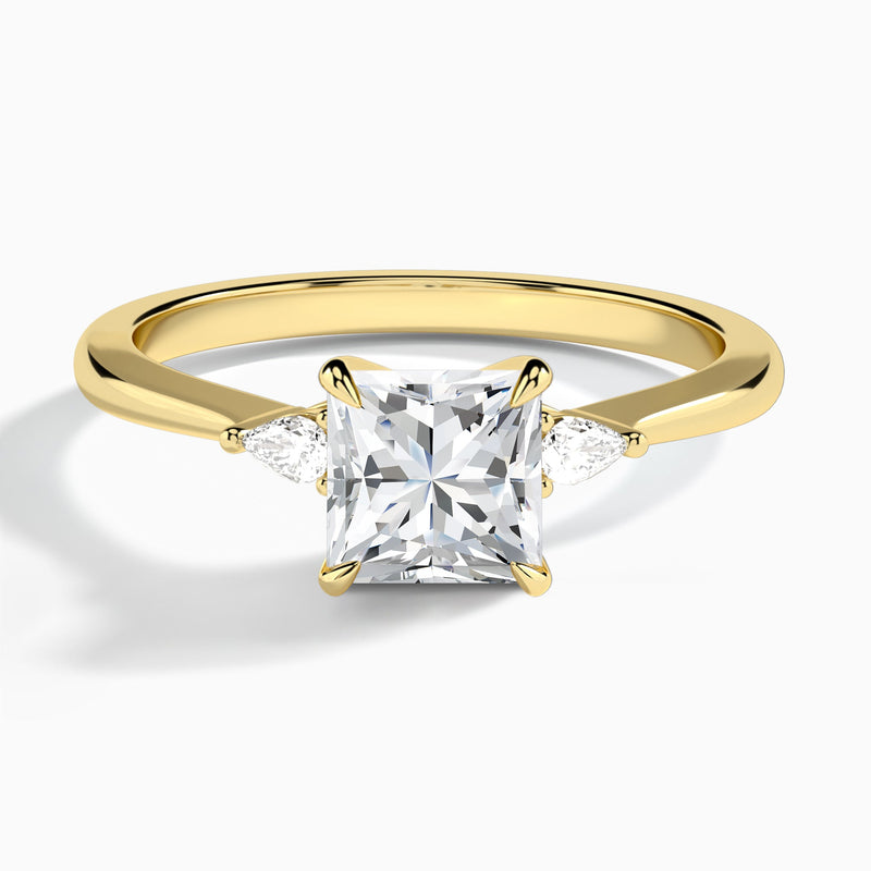 Princess Dulcie Three Stone Lab Diamond Engagement Ring In 18K Yellow Gold - Lucenjuri