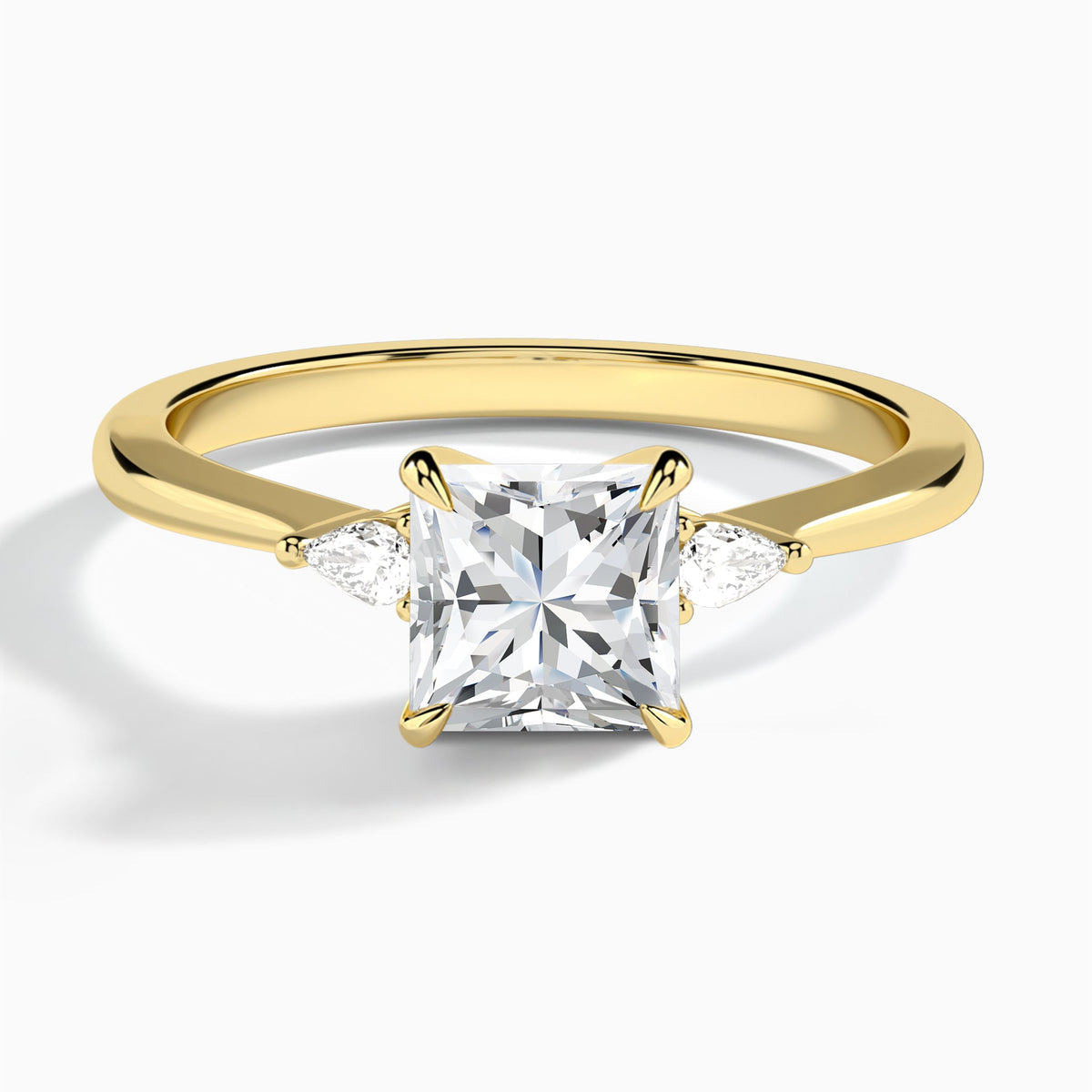 Princess Dulcie Three Stone Lab Diamond Engagement Ring In 18K Yellow Gold - Lucenjuri