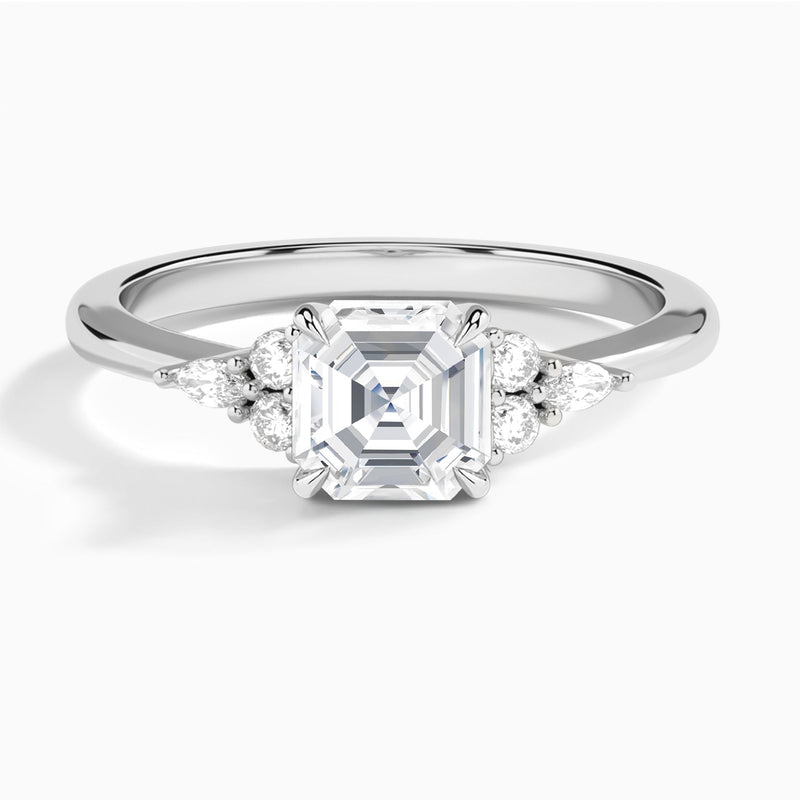 Asscher Marvella Lab Grown Diamond Engagement Ring In Platinum - Lucenjuri