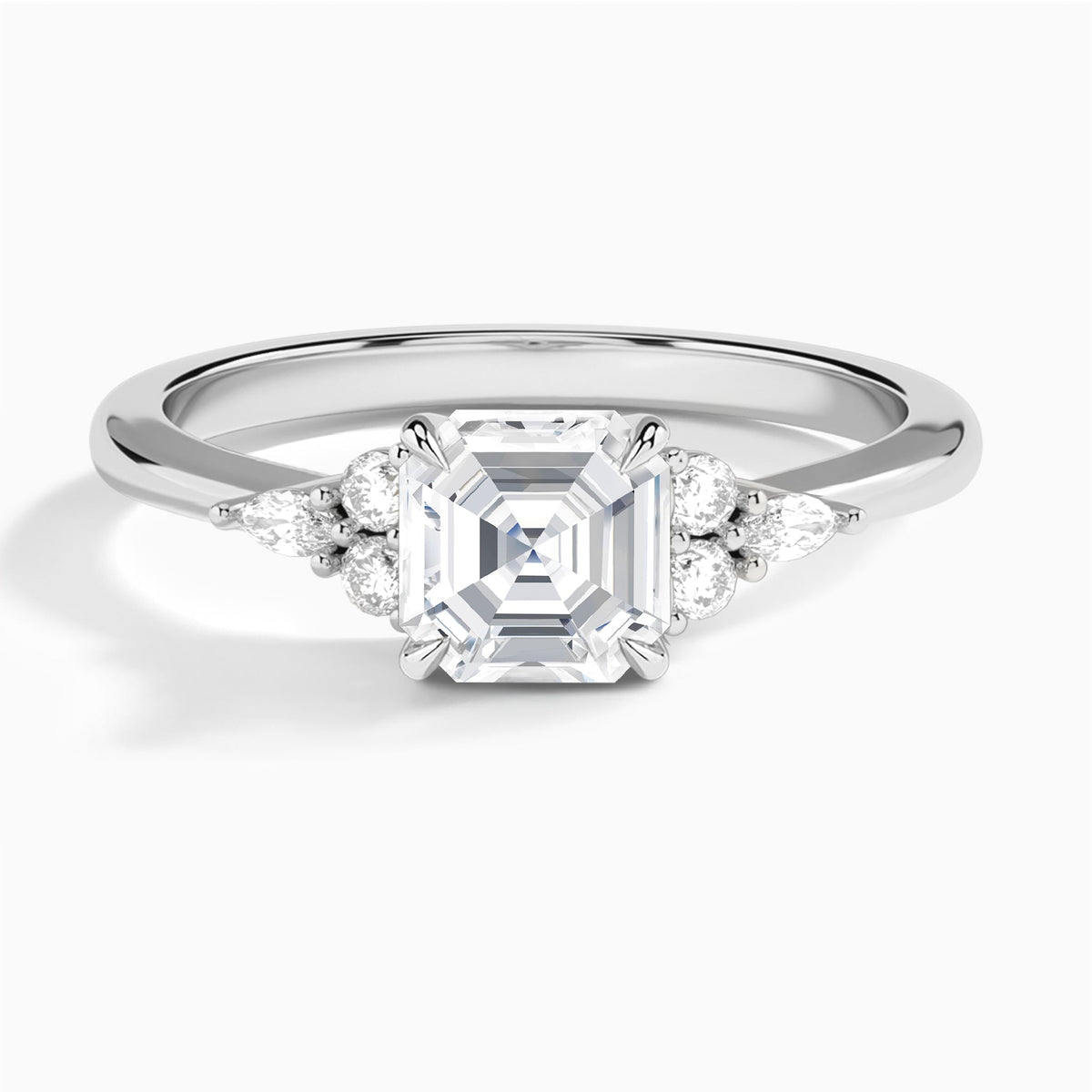 Asscher Marvella Lab Grown Diamond Engagement Ring In Platinum - Lucenjuri