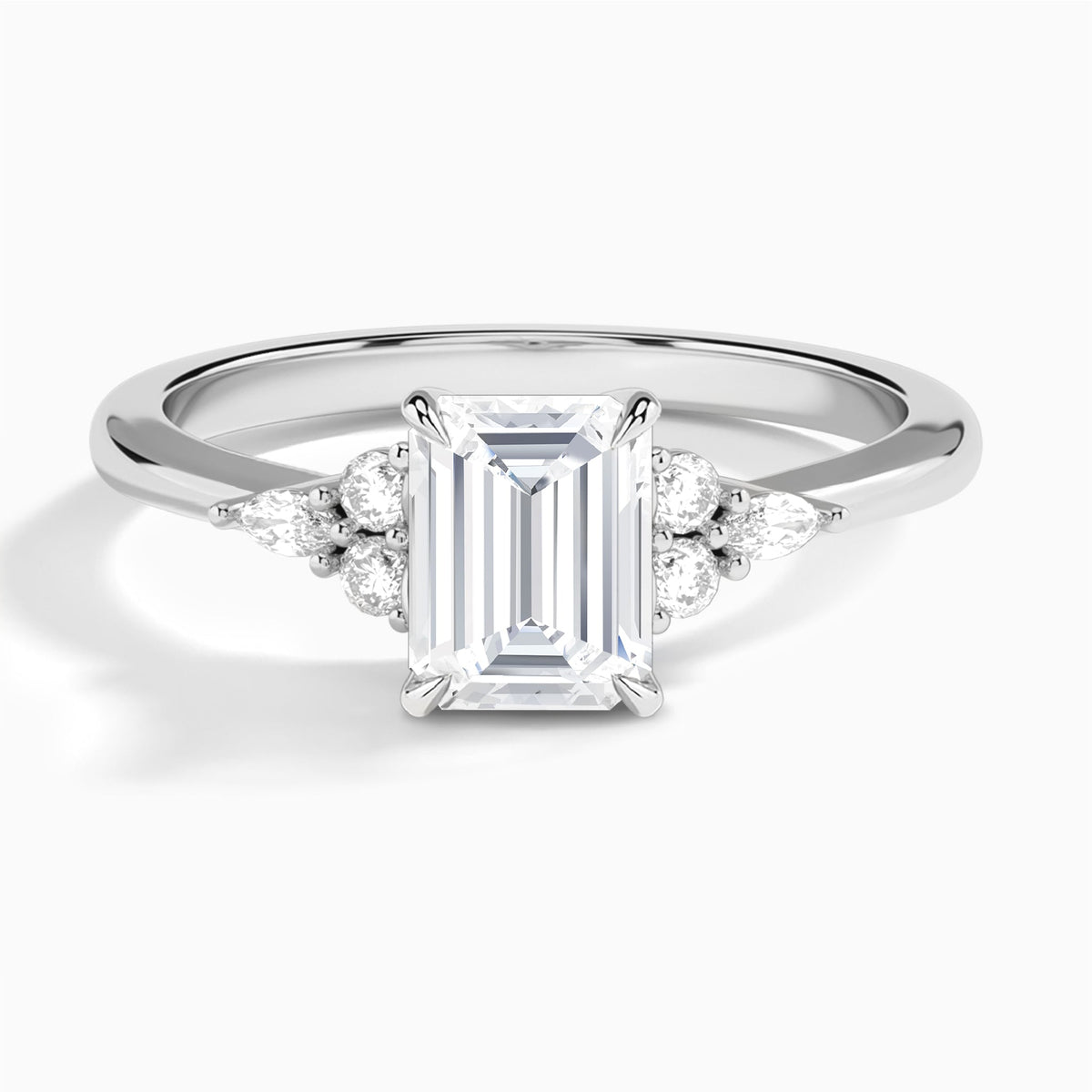 Emerald Marvella Lab Grown Diamond Engagement Ring In Platinum - Lucenjuri