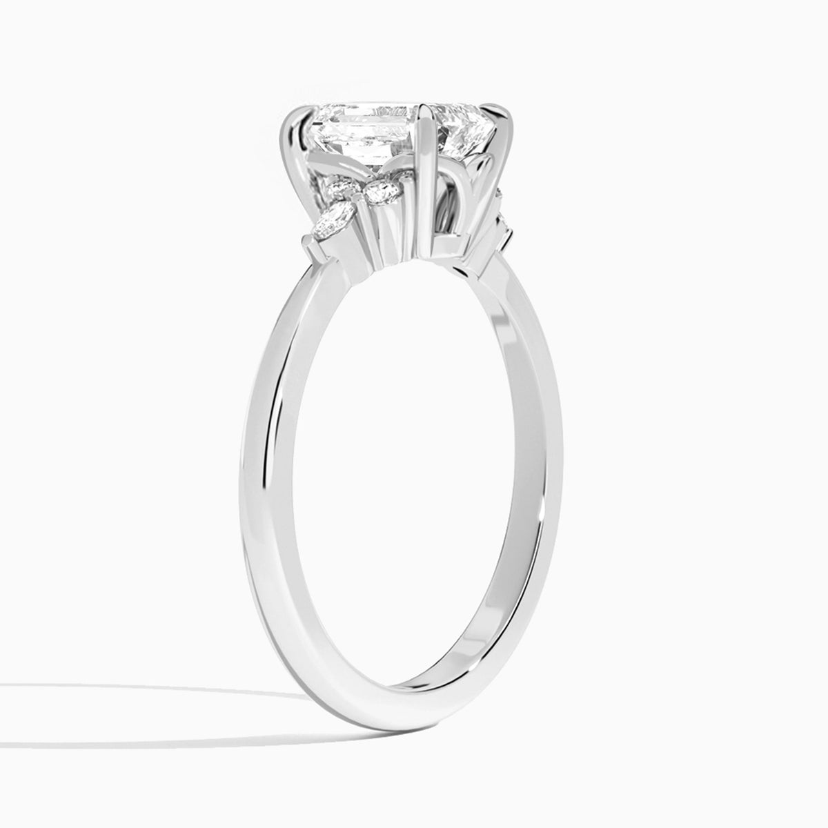 Emerald Marvella Lab Grown Diamond Engagement Ring In Platinum, Angle View