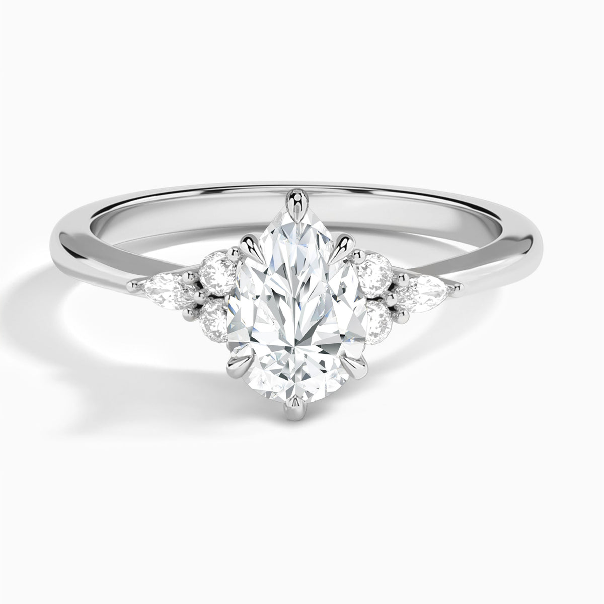 Pear Marvella Lab Grown Diamond Engagement Ring In Platinum - Lucenjuri