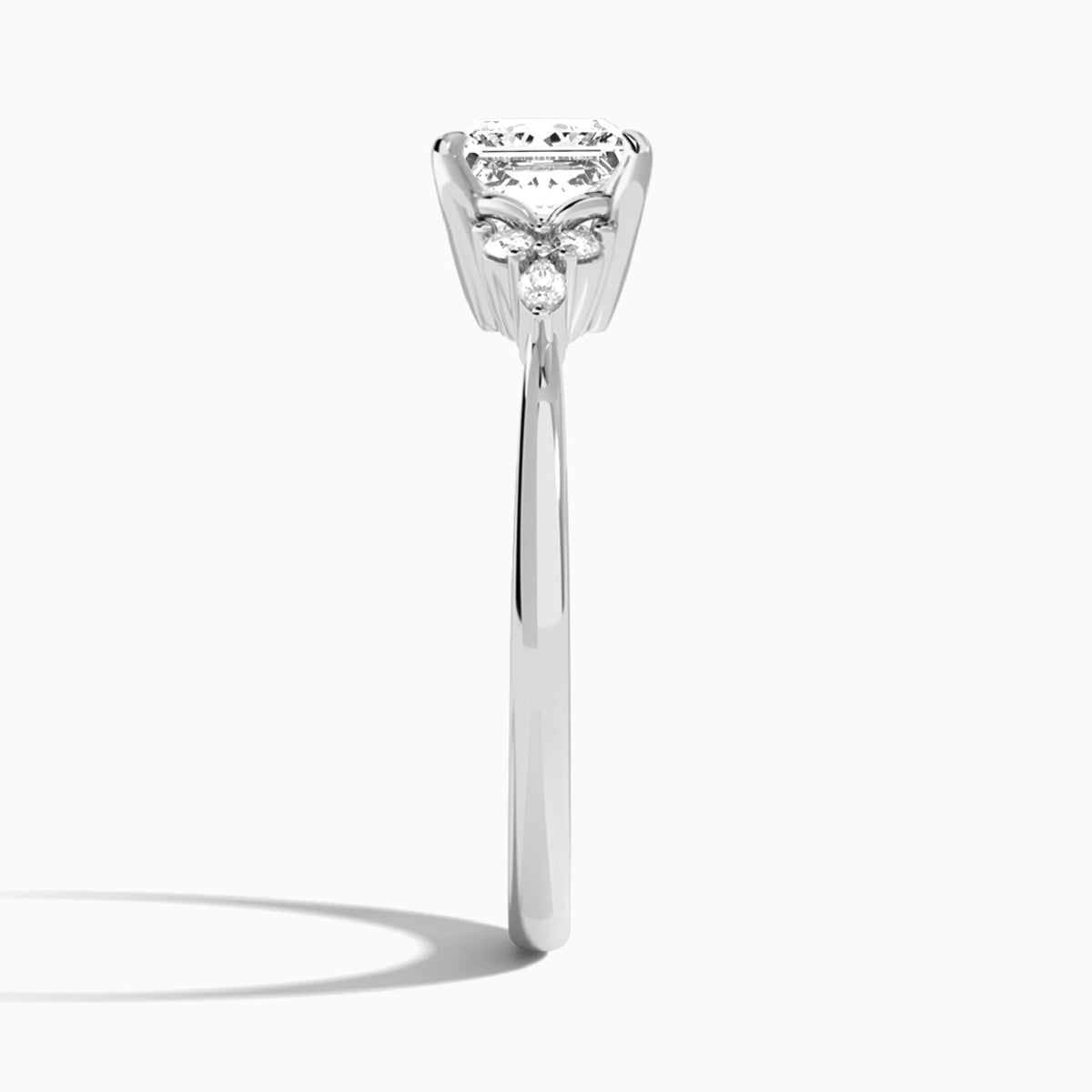Princess Marvella Lab Grown Diamond Engagement Ring In Platinum, Side View