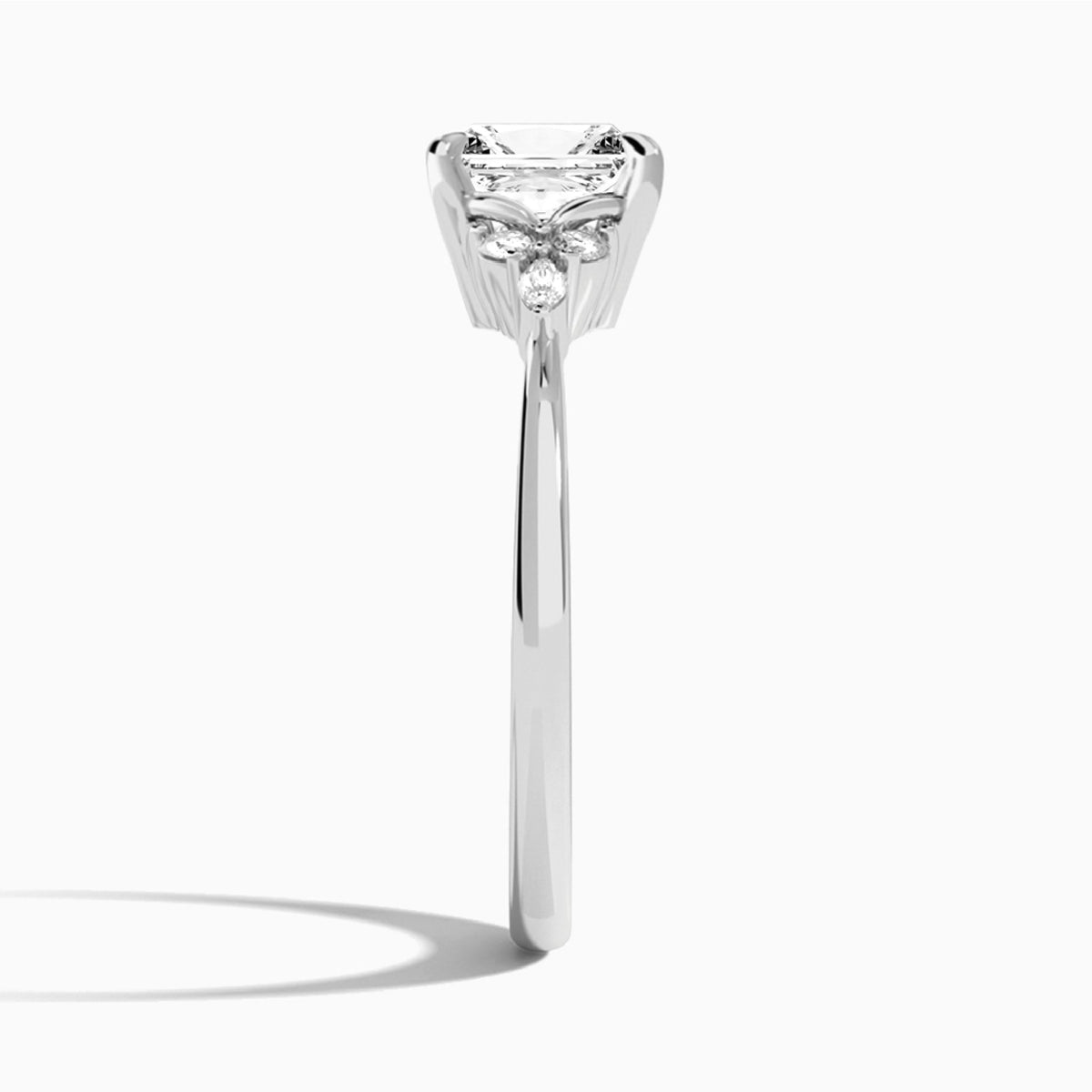 Radiant Marvella Lab Grown Diamond Engagement Ring In Platinum, Side View
