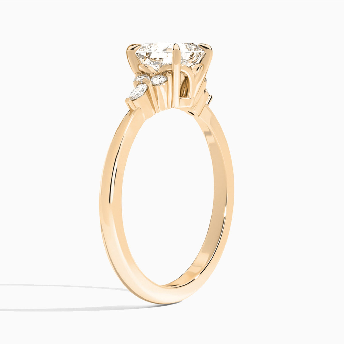 Asscher Marvella Lab Grown Diamond Engagement Ring In 14K Rose Gold, Angle View