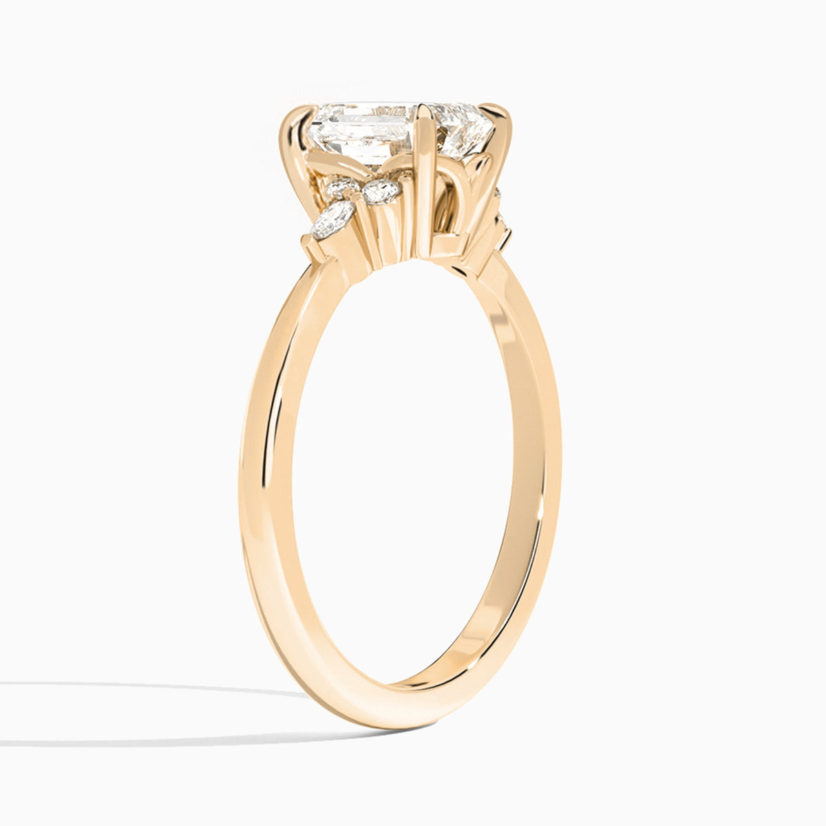 Emerald Marvella Lab Grown Diamond Engagement Ring In 14K Rose Gold, Angle View