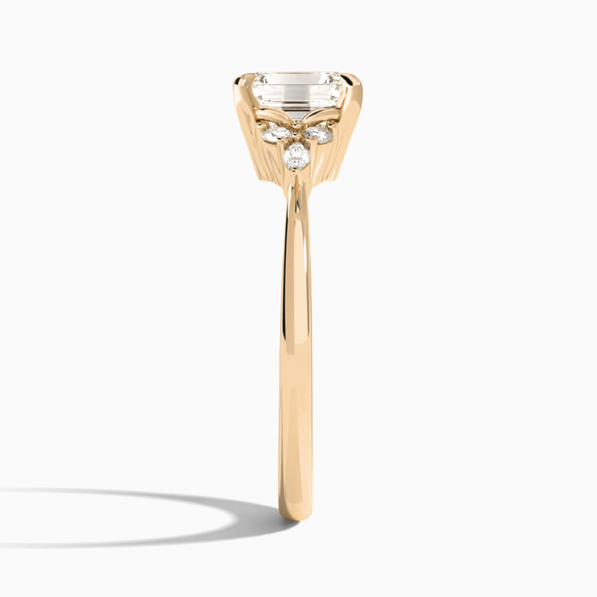 Emerald Marvella Lab Grown Diamond Engagement Ring In 14K Rose Gold, Side View