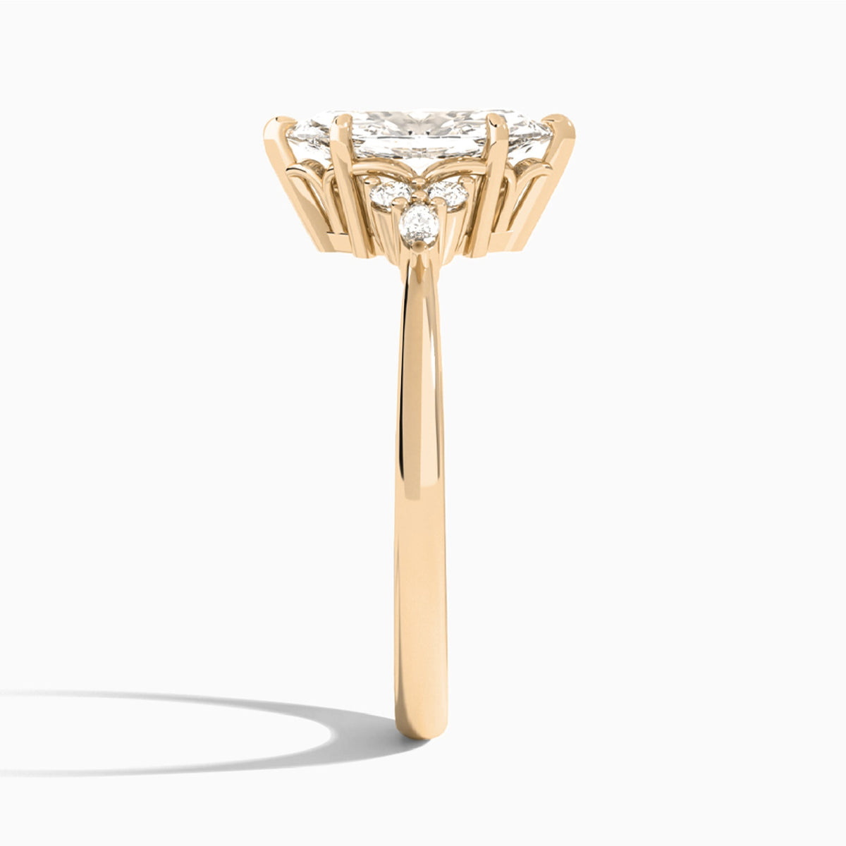 Marquise Marvella Lab Grown Diamond Engagement Ring In 14K Rose Gold, Side View