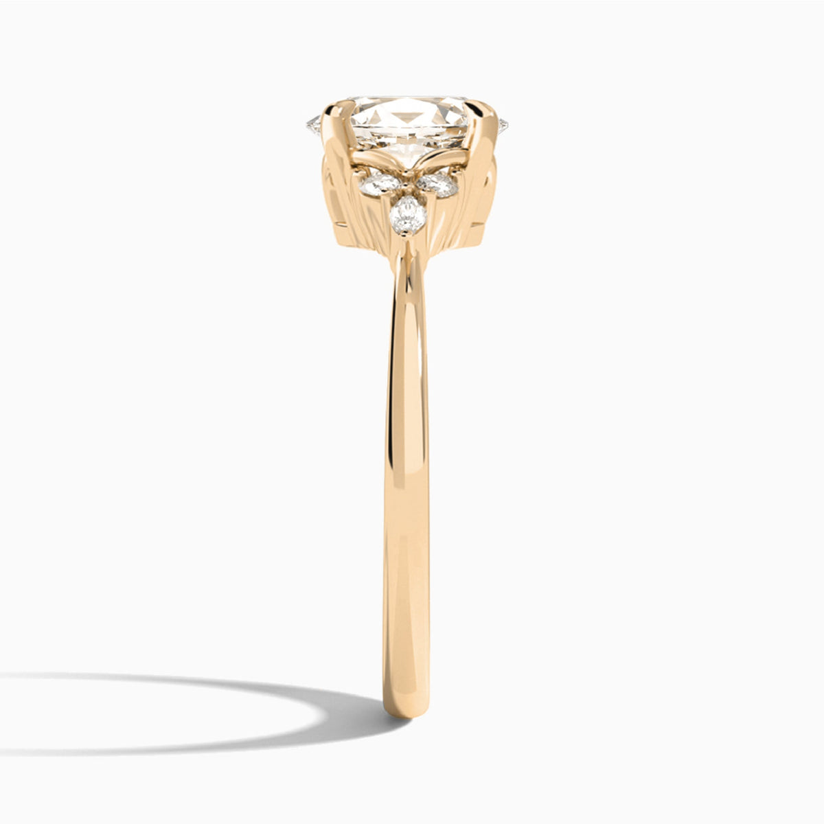 Oval Marvella Lab Grown Diamond Engagement Ring In 14K Rose Gold, Side View