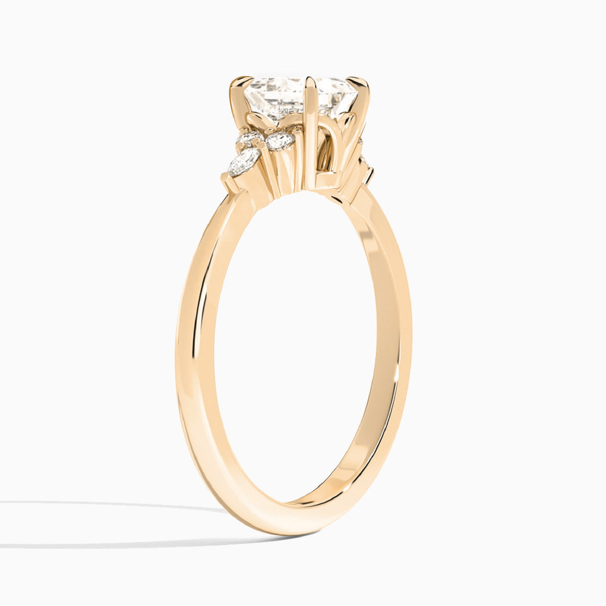 Princess Marvella Lab Grown Diamond Engagement Ring In 14K Rose Gold, Angle View