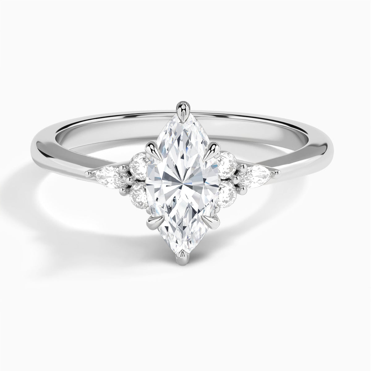 Marquise Marvella Lab Grown Diamond Engagement Ring In 14K White Gold - Lucenjuri