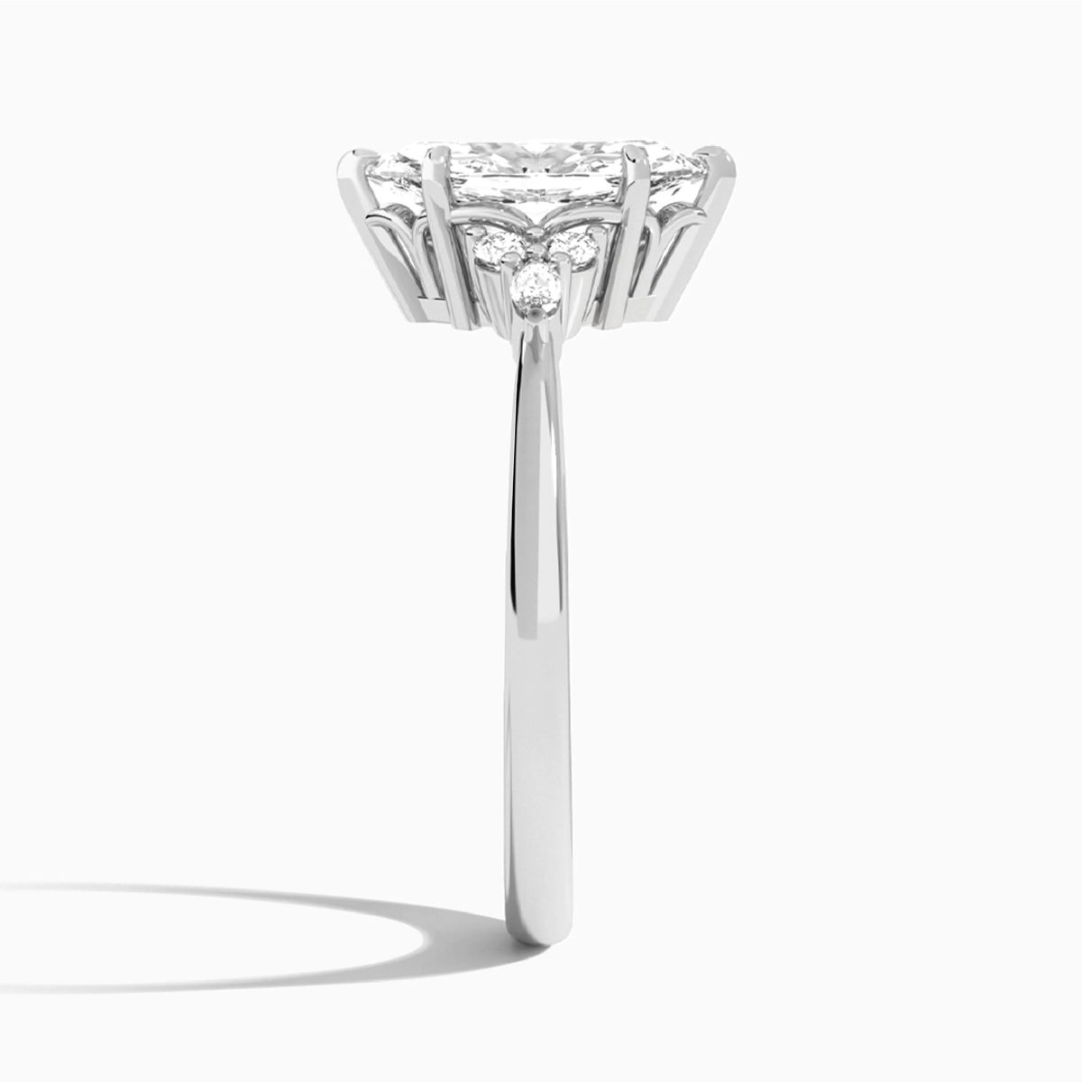 Marquise Marvella Lab Grown Diamond Engagement Ring In 18K White Gold, Side View