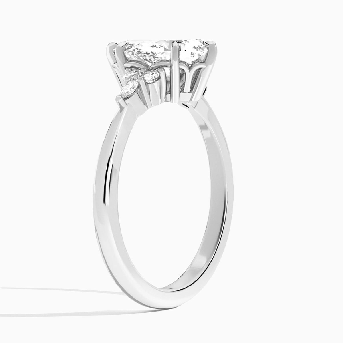 Pear Marvella Lab Grown Diamond Engagement Ring In 18K White Gold, Angle View