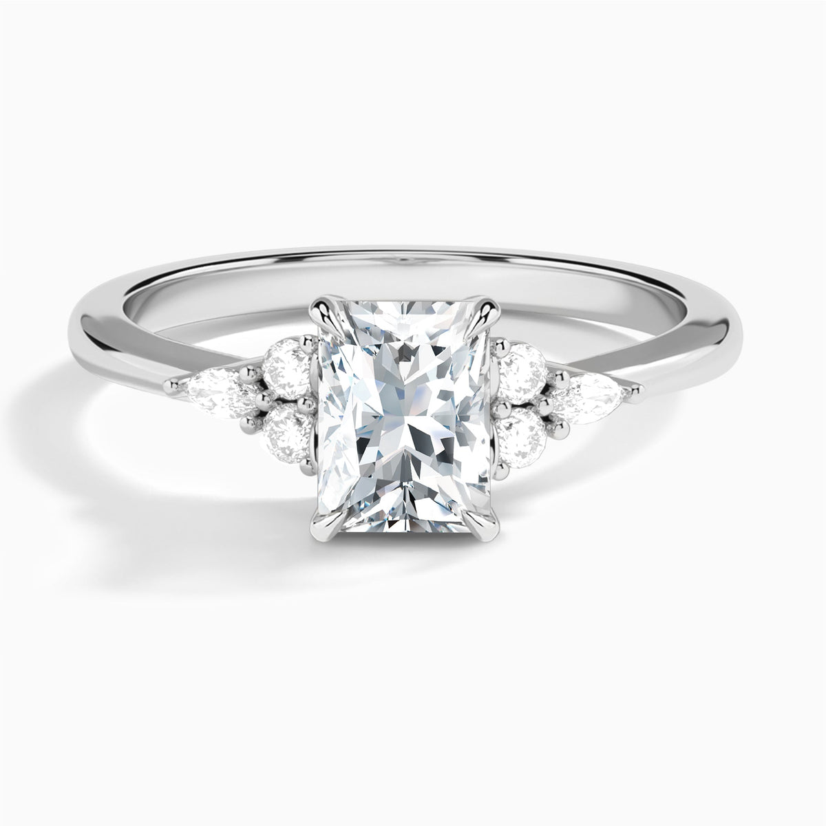 Radiant Marvella Lab Grown Diamond Engagement Ring In 18K White Gold - Lucenjuri