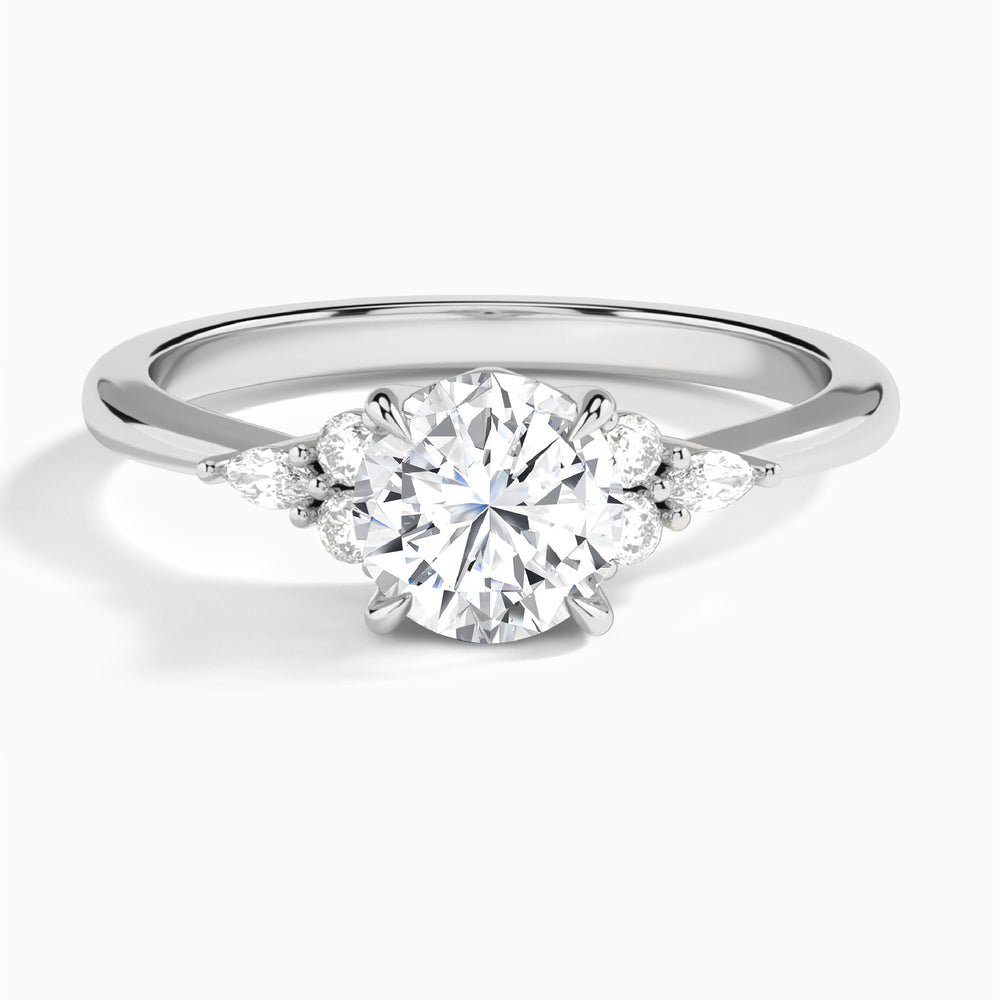 Round Marvella Lab Grown Diamond Engagement Ring In 14K White Gold - Lucenjuri