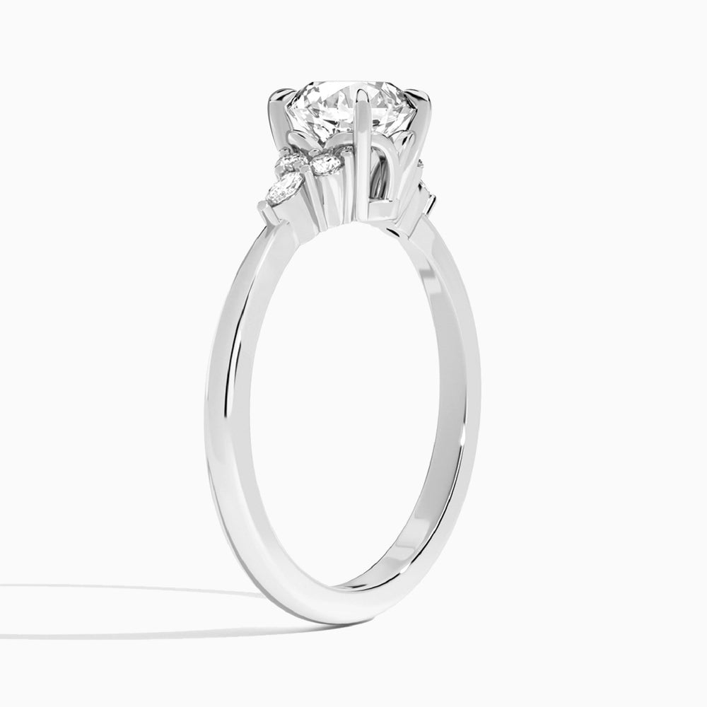 Round Marvella Lab Grown Diamond Engagement Ring In 14K White Gold, Angle View