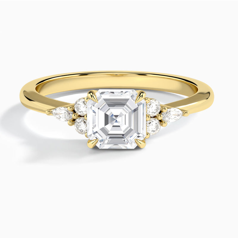 Asscher Marvella Lab Grown Diamond Engagement Ring In 14K Yellow Gold - Lucenjuri