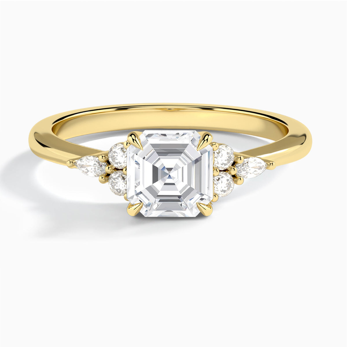 Asscher Marvella Lab Grown Diamond Engagement Ring In 14K Yellow Gold - Lucenjuri