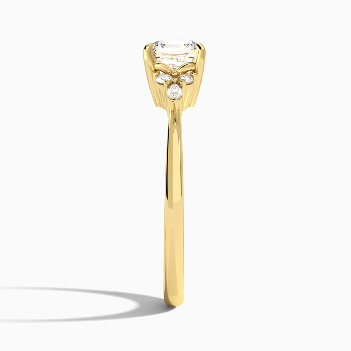 Asscher Marvella Lab Grown Diamond Engagement Ring In 14K Yellow Gold, Side View