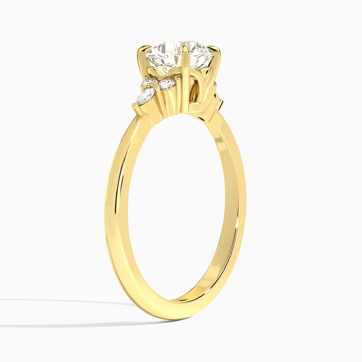 Cushion Marvella Lab Grown Diamond Engagement Ring In 14K Yellow Gold, Angle View