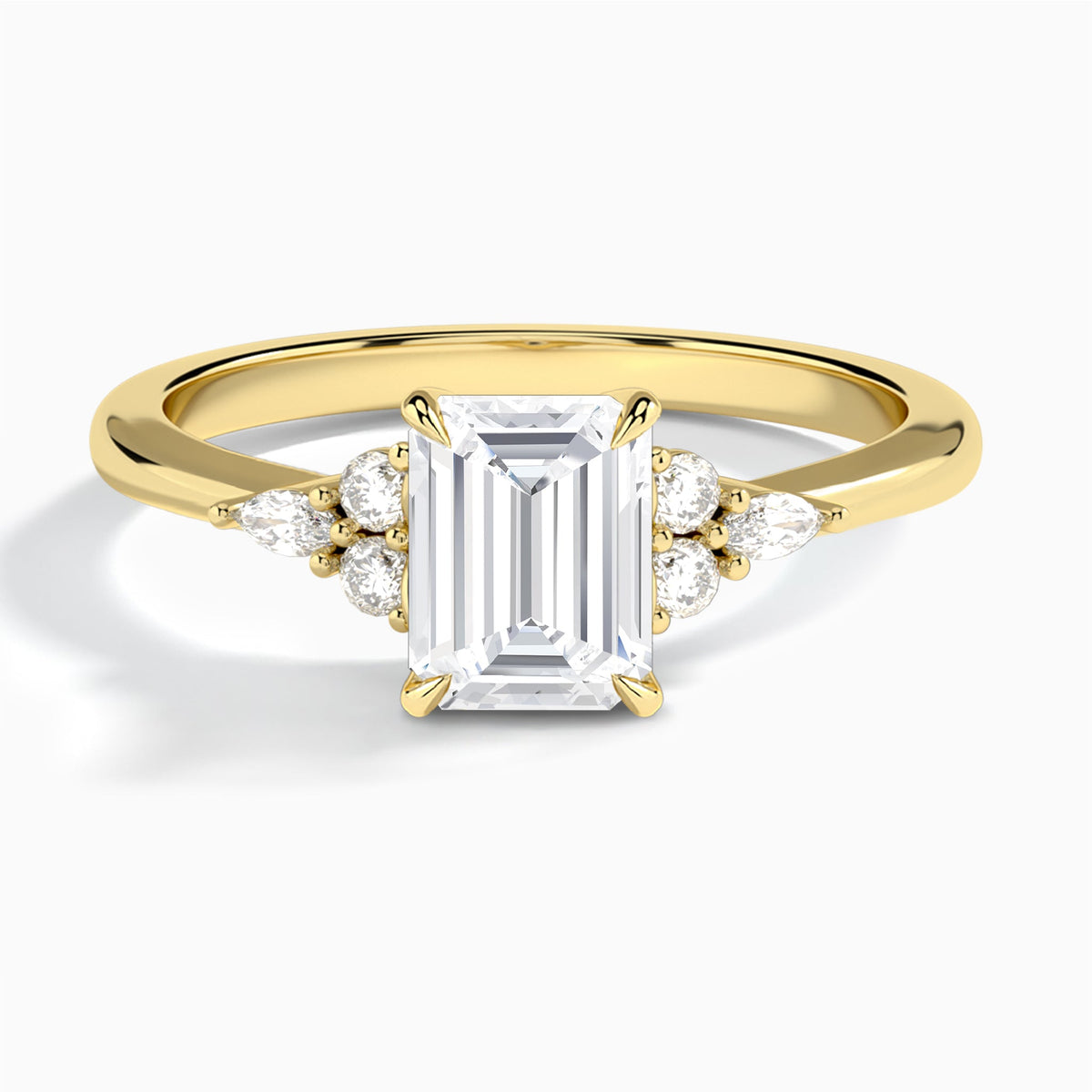 Emerald Marvella Lab Grown Diamond Engagement Ring In 18K Yellow Gold - Lucenjuri