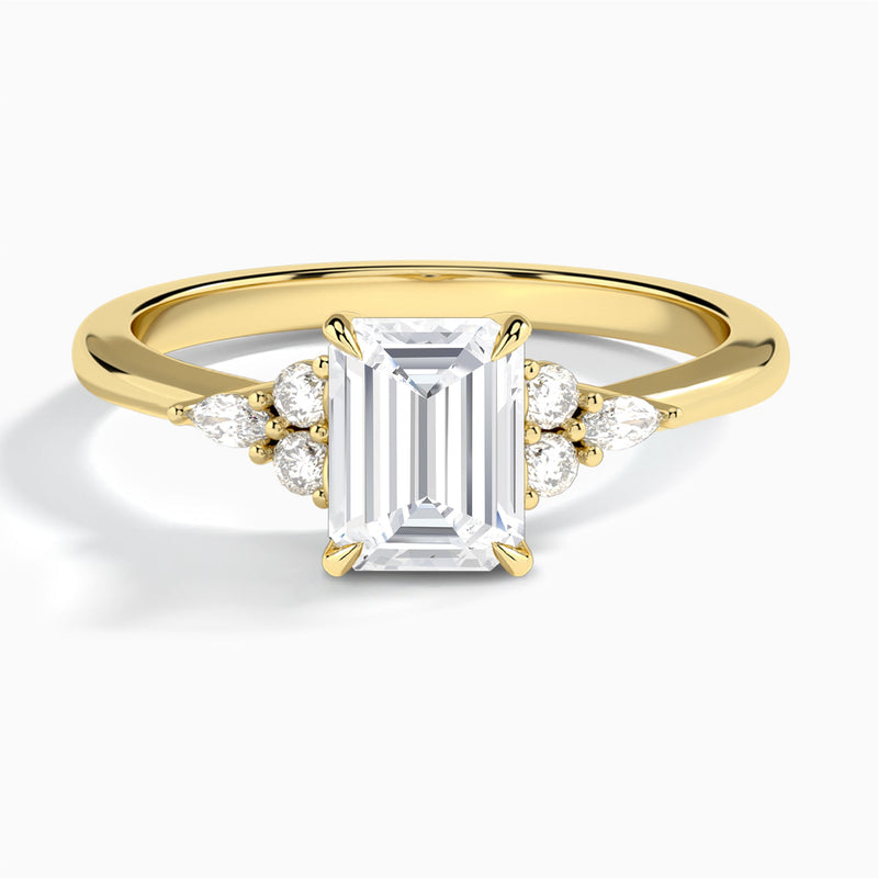 Emerald Marvella Lab Grown Diamond Engagement Ring In 14K Yellow Gold - Lucenjuri