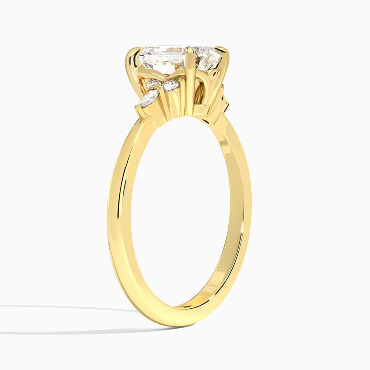 Emerald Marvella Lab Grown Diamond Engagement Ring In 14K Yellow Gold, Angle View